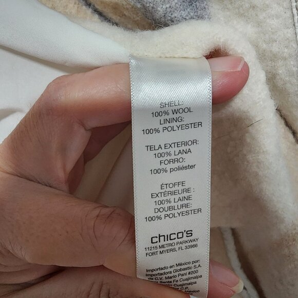 Chico's 100% Wool Jacket Sweater Size 0 Faux Leather Trim With Pockets - Picture 5 of 6